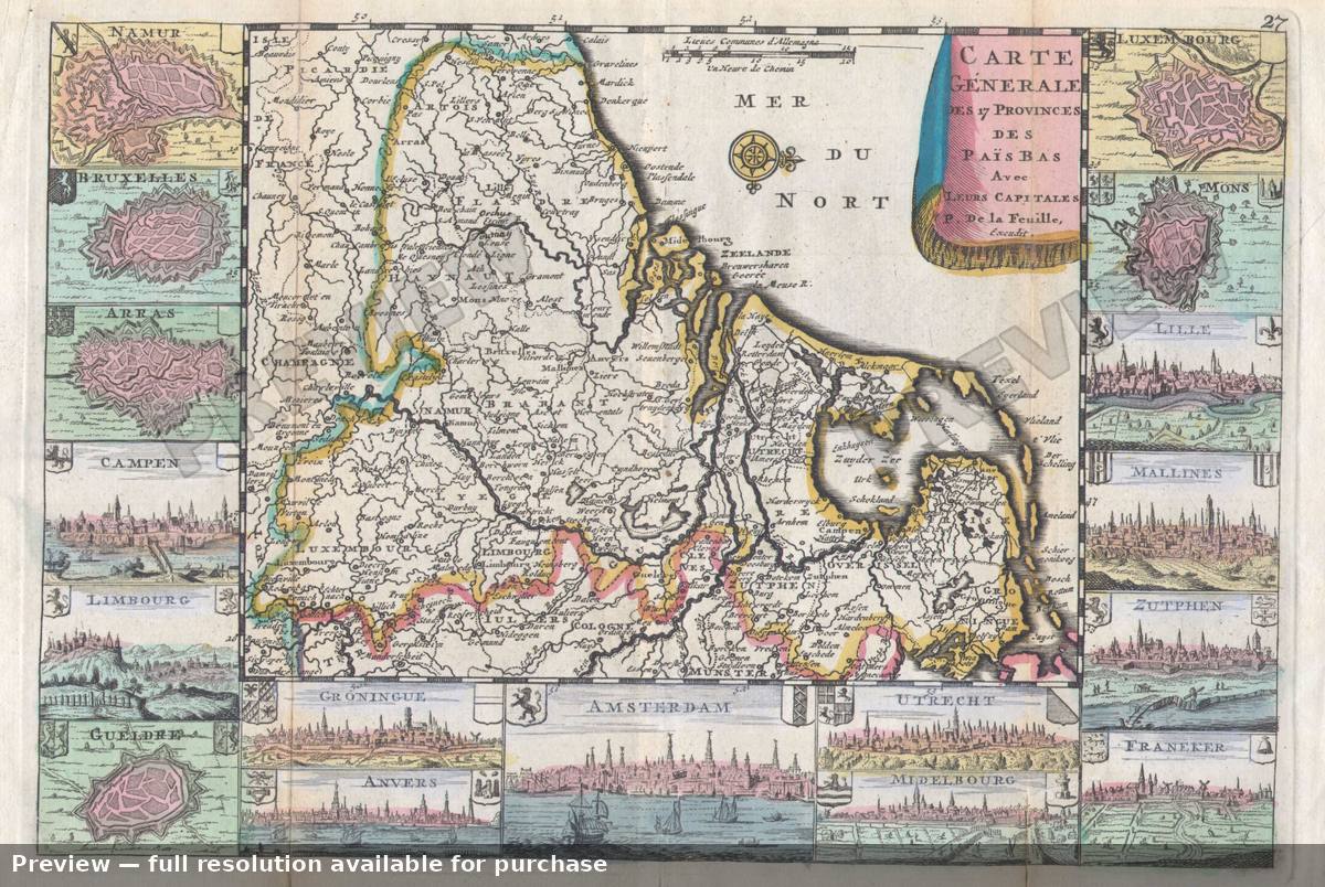 Antique map: 17 Provinces, 1710