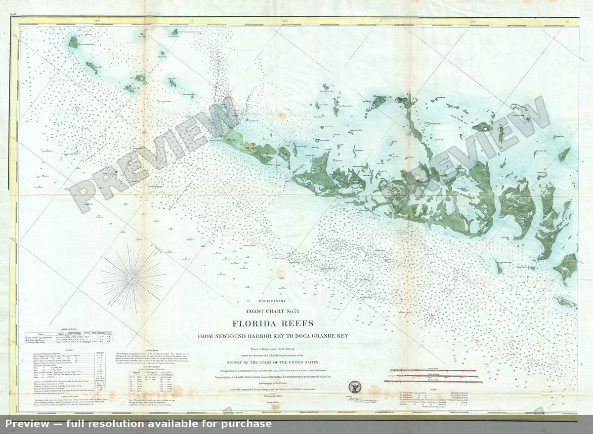 Antique map: 71 Florida Reefs, 1859