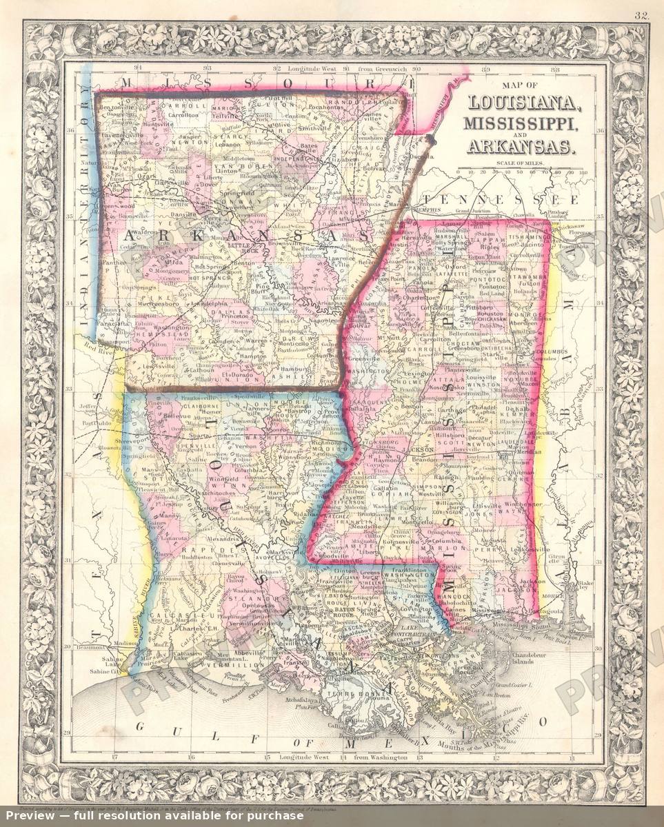 Antique map: AKLAMS, 1864