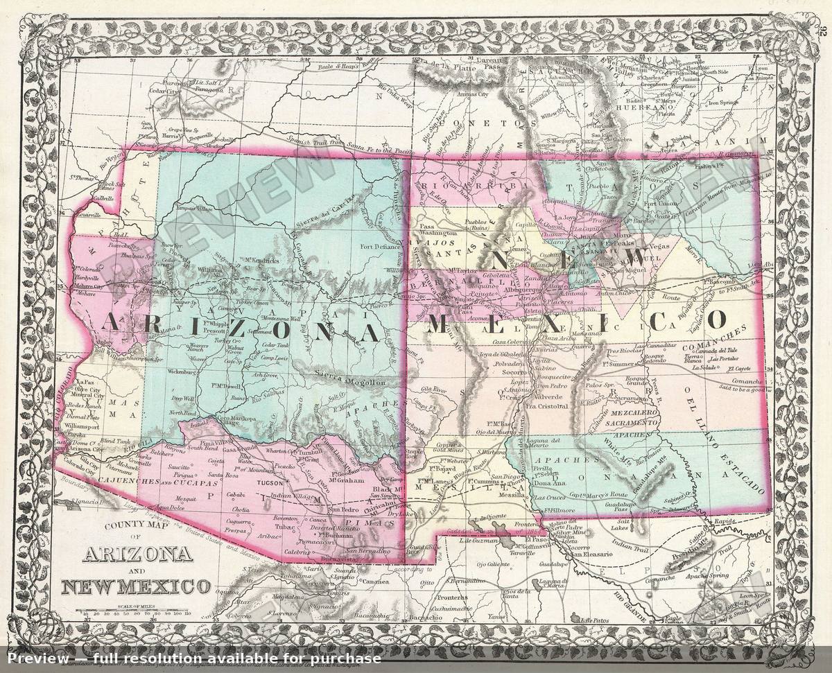 Antique map: AZNM, 1877