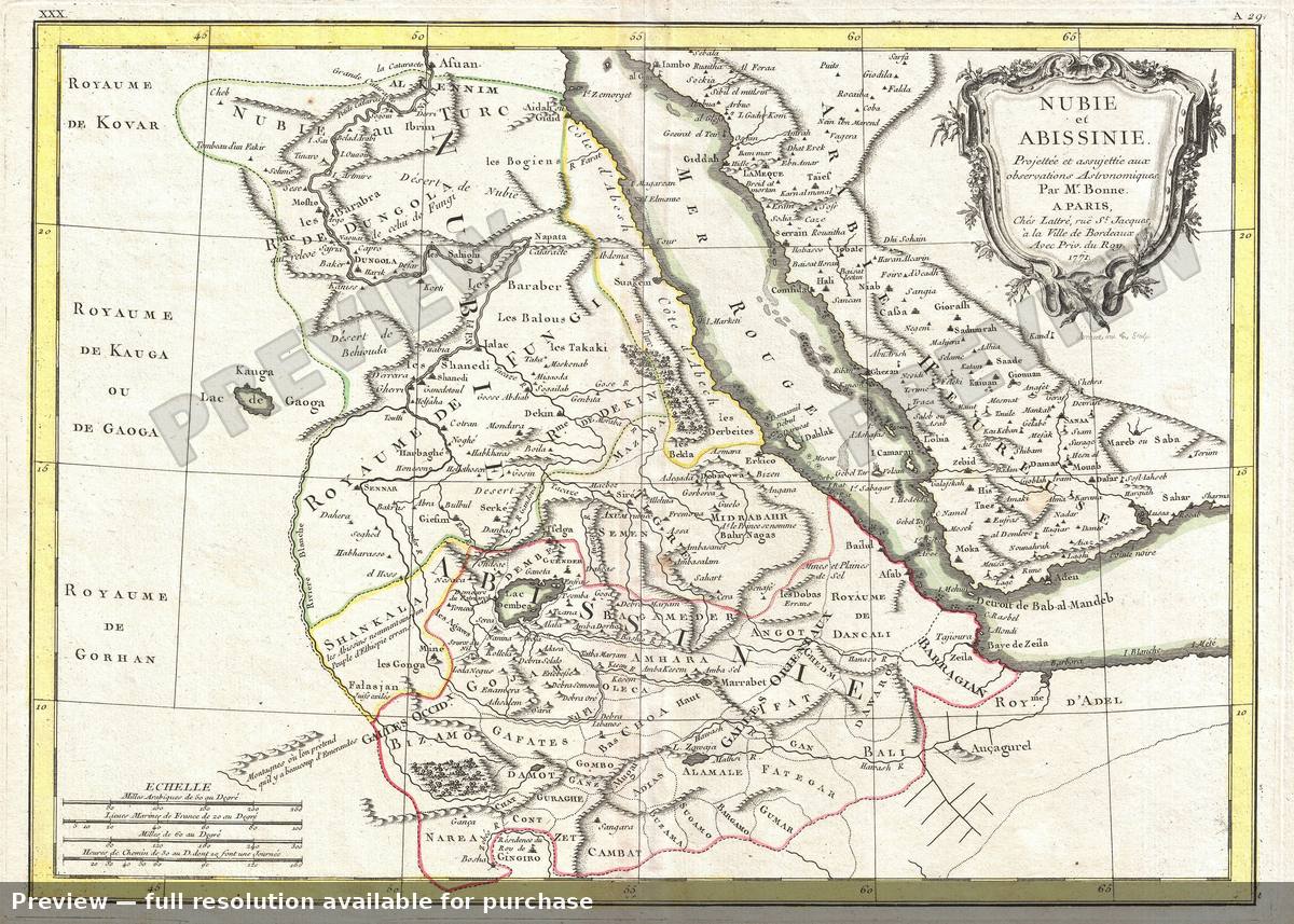 Antique map: Abissine, 1771