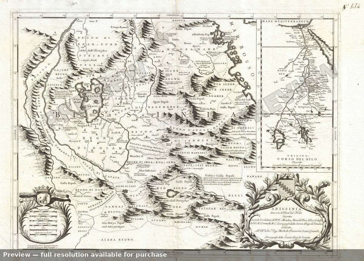 Antique map: Abissinia, 1690