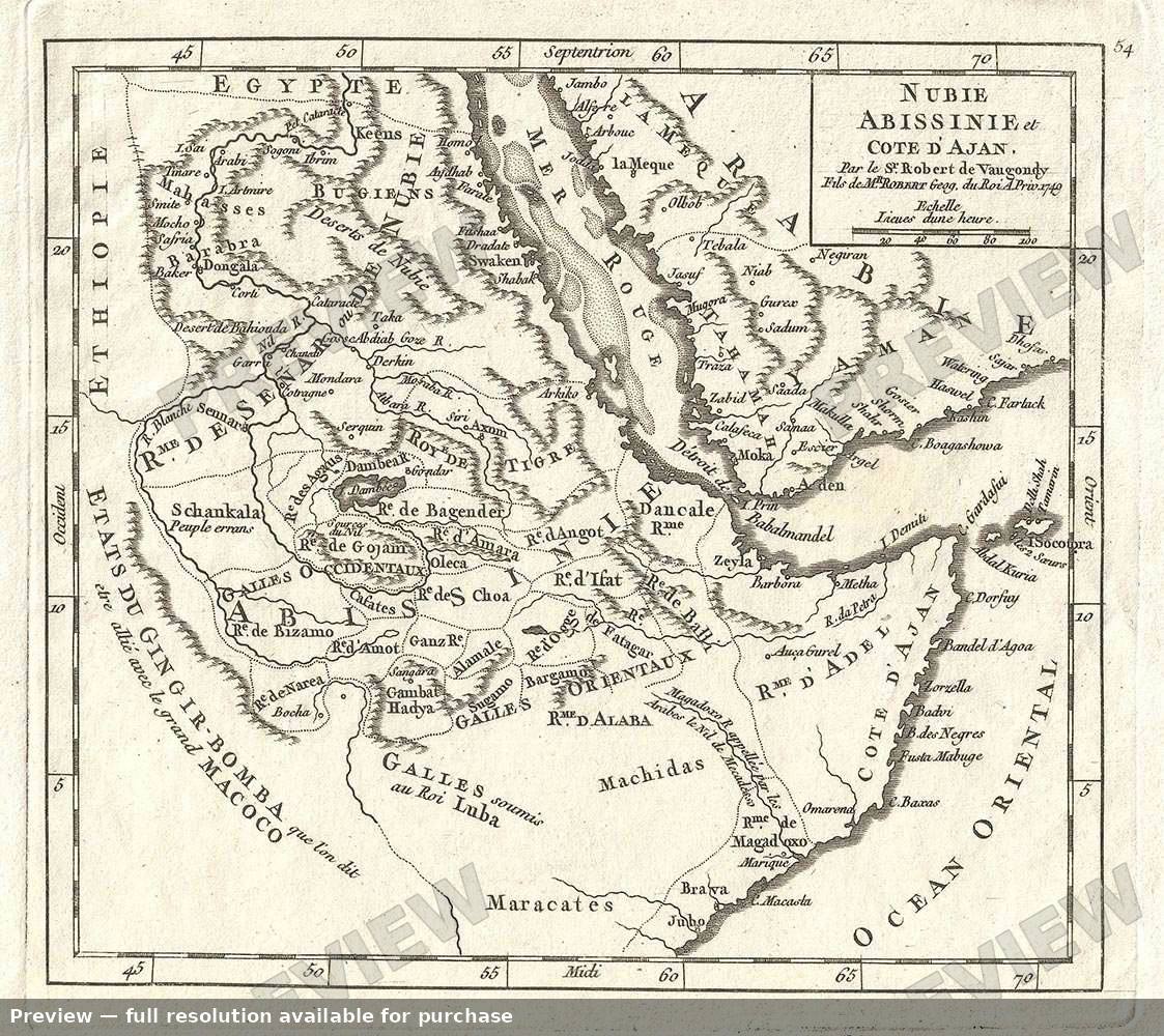 Antique map: Abissinie, 1749