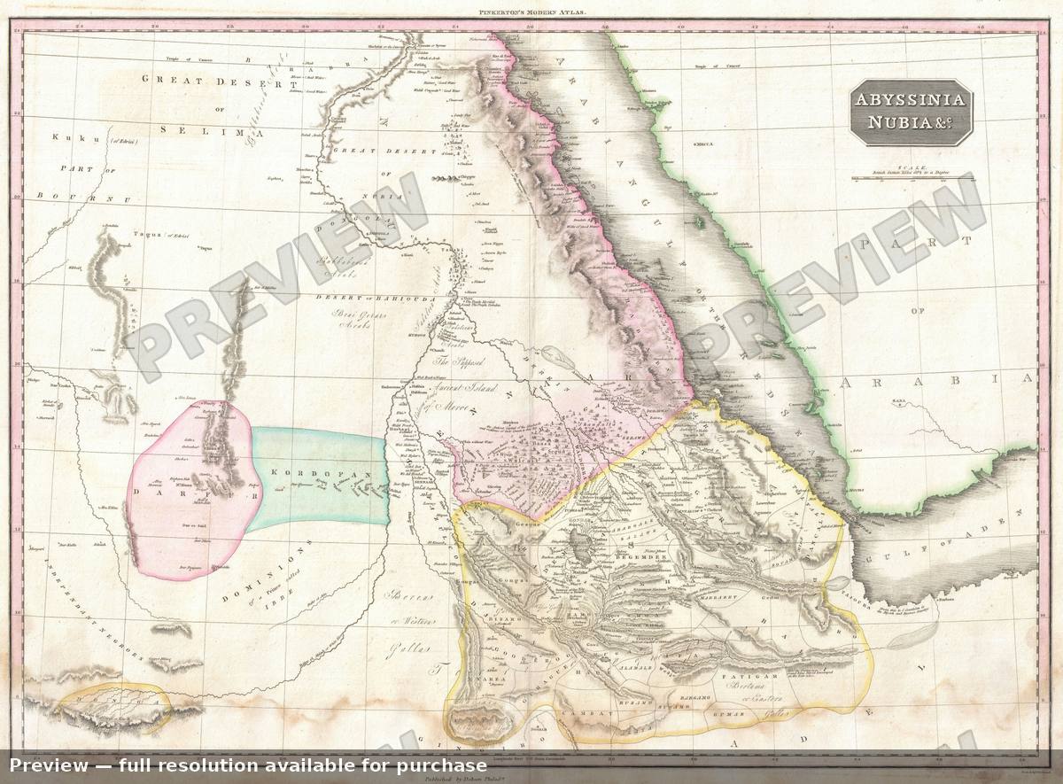Antique map: Abyssinia, 1818
