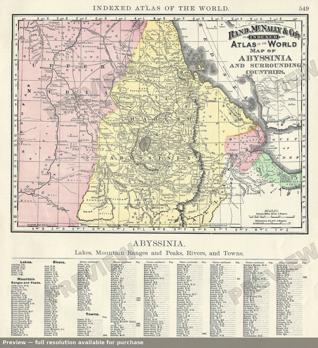 Antique map: Abyssinia, 1893