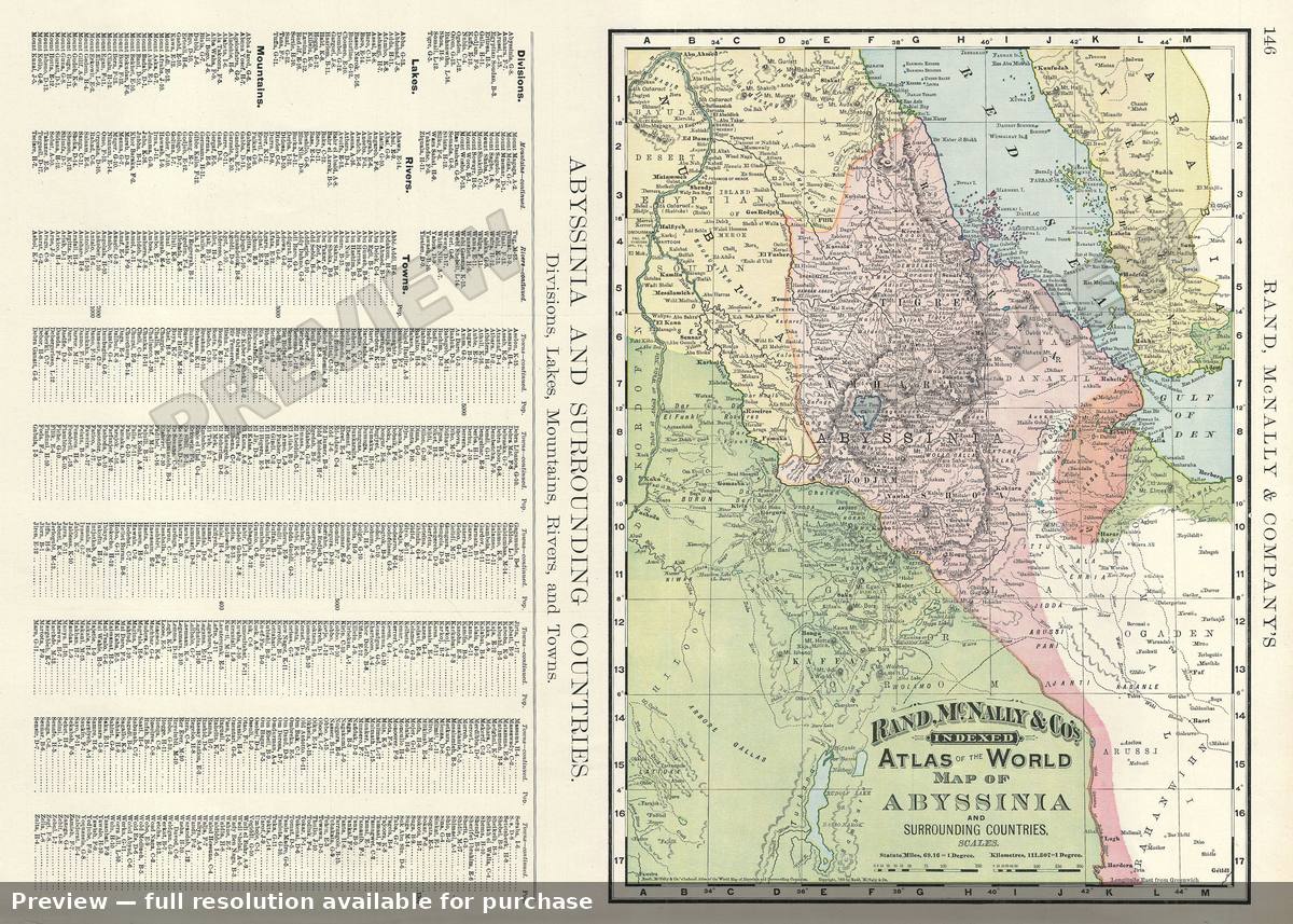 Antique map: Abyssinia, 1895