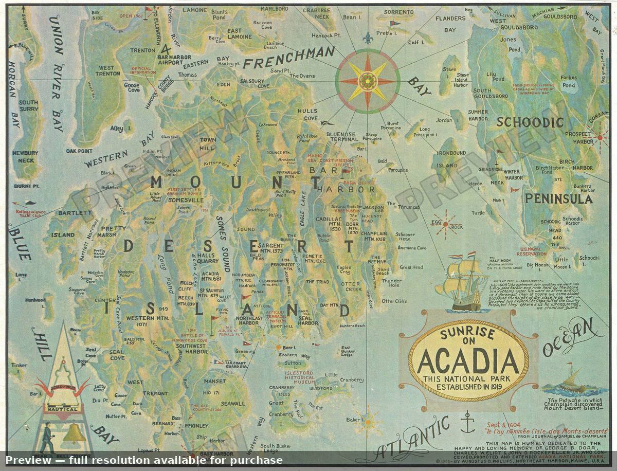 Antique map: Acadia, 1966, 1966