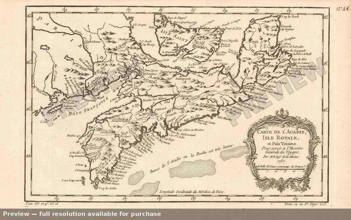 Antique map: Acadie, 1780