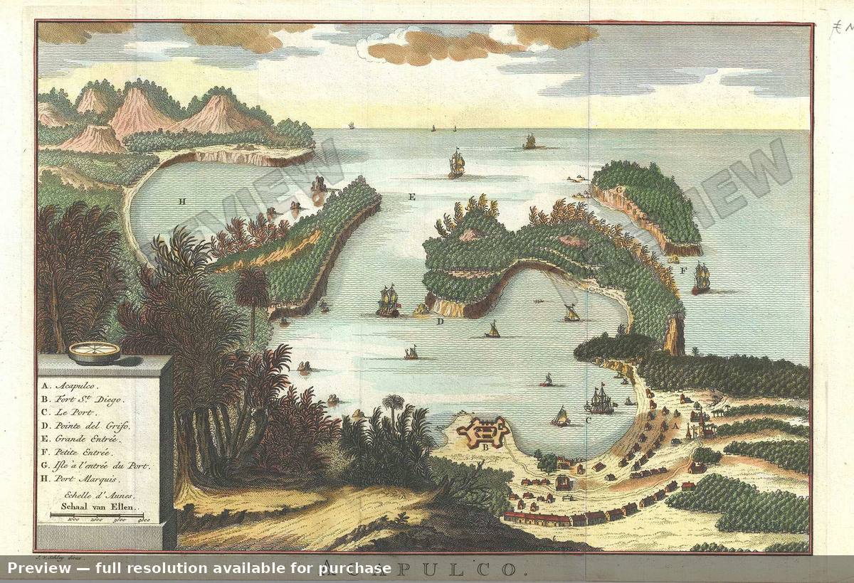 Antique map: Acapulco, 1757