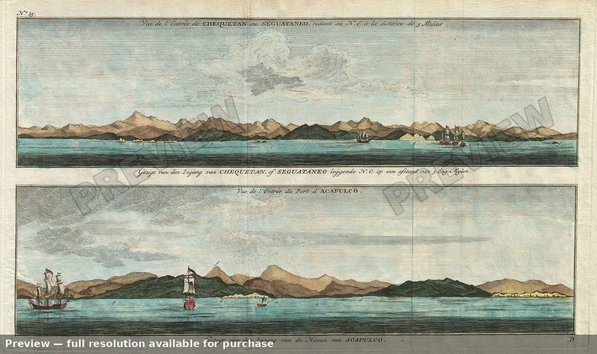 Antique map: Acapulco Seguataneo View, 1765, 1765