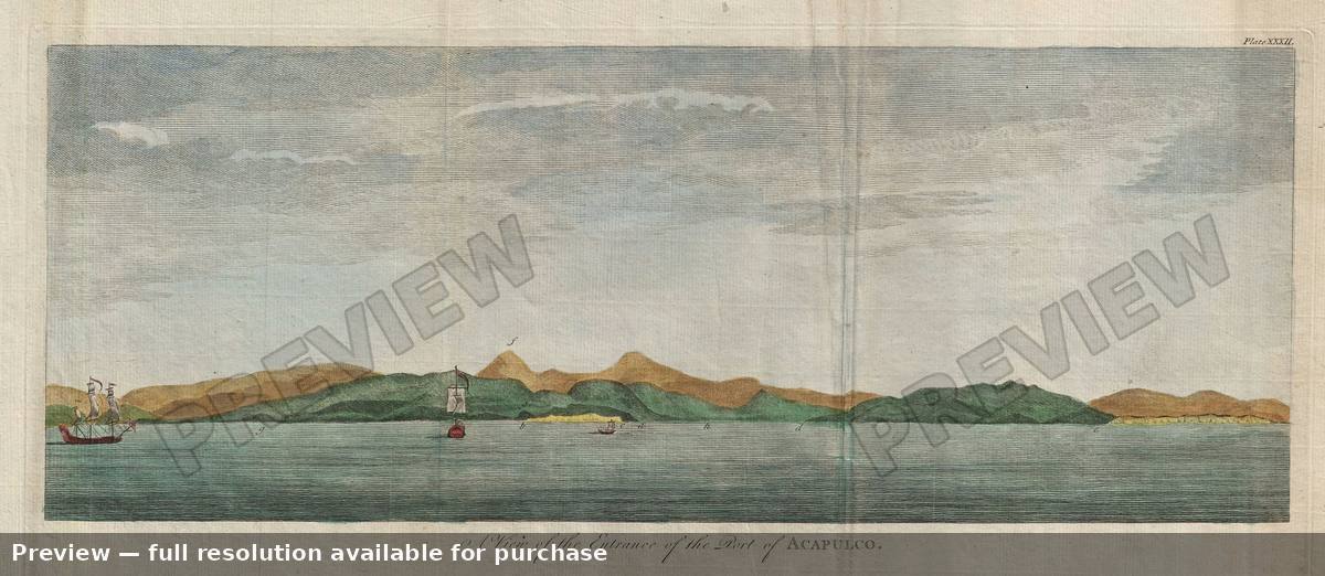 Antique map: Acapulco View, 1745