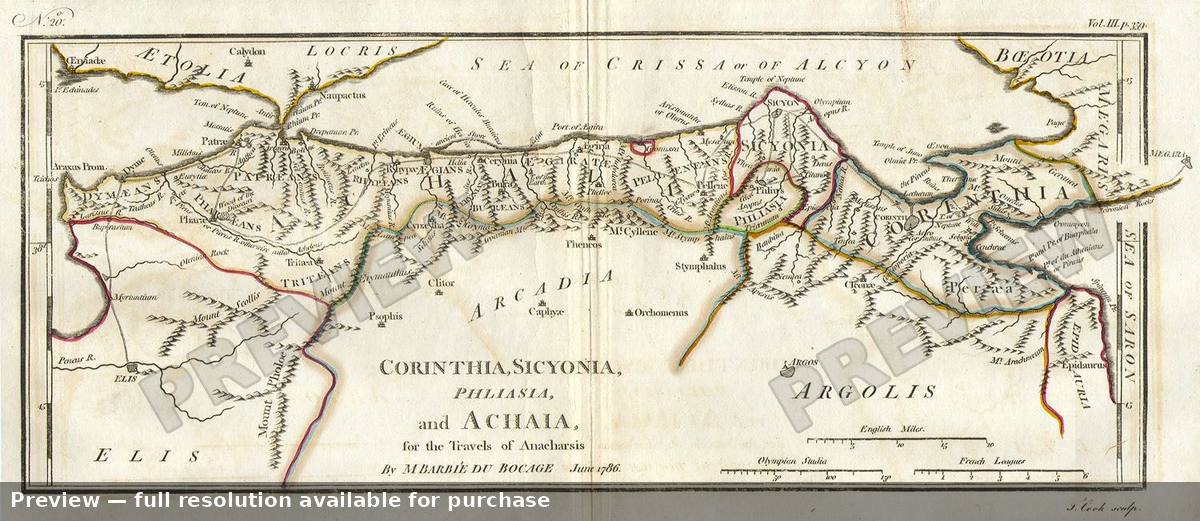 Antique map: Achaia, 1793