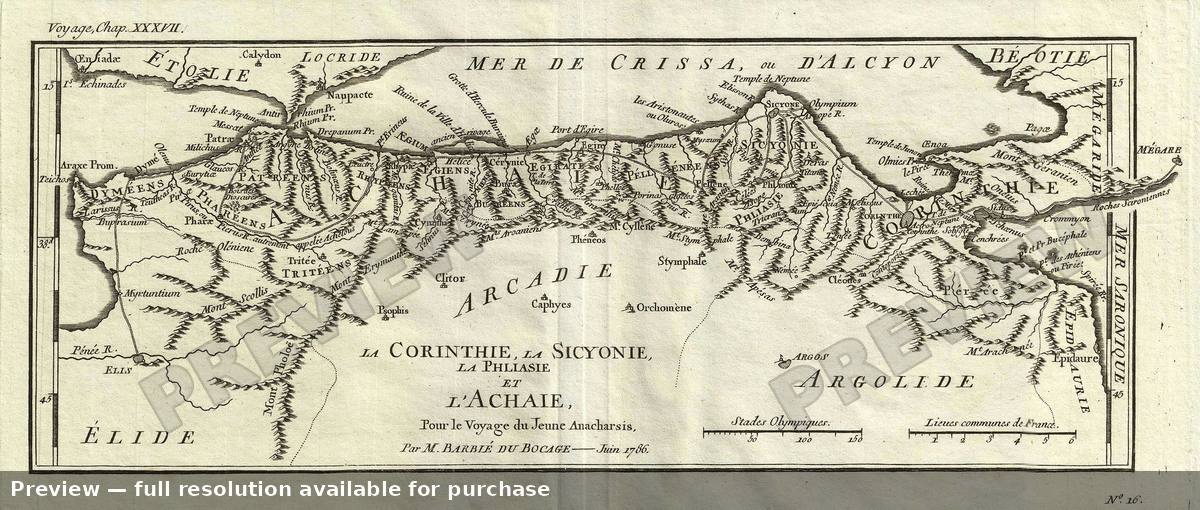 Antique map: Achaie, 1791