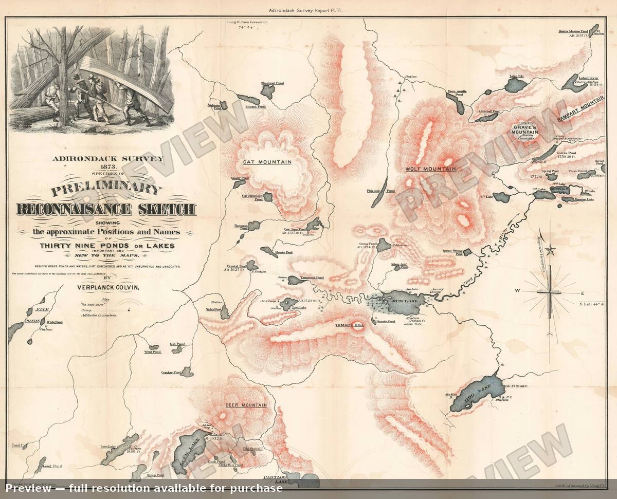 Antique map: Adirondack Reconnaisance, 1873