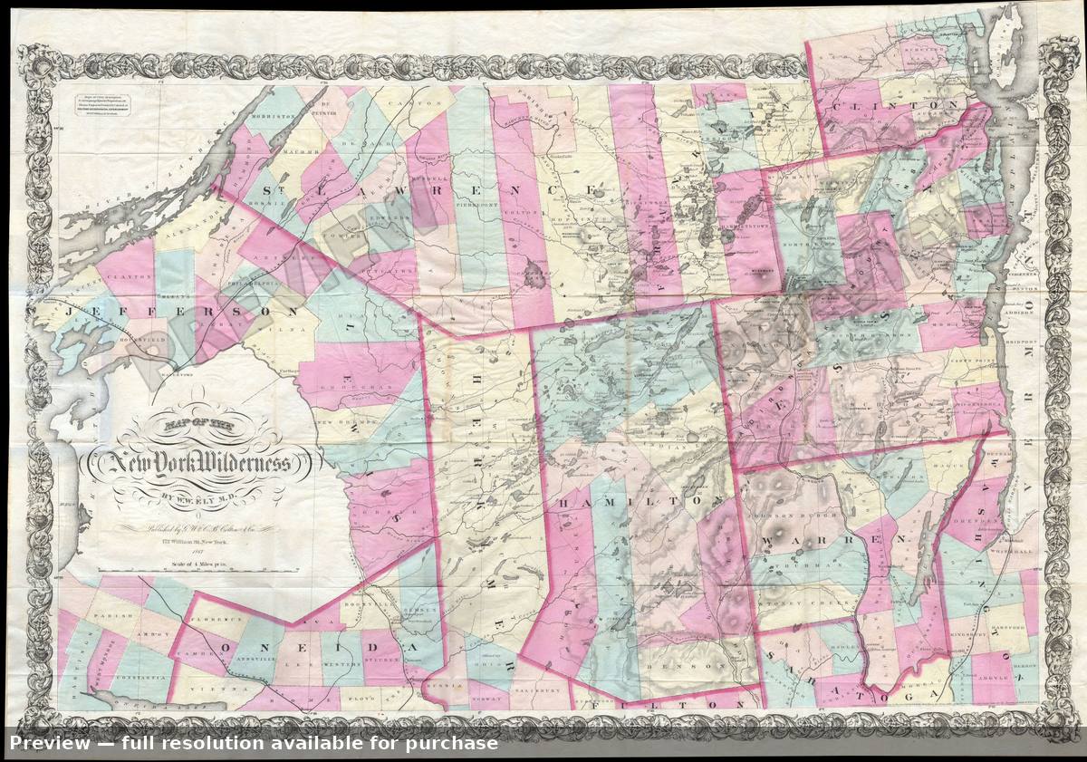 Antique map: Adirondacks, 1867