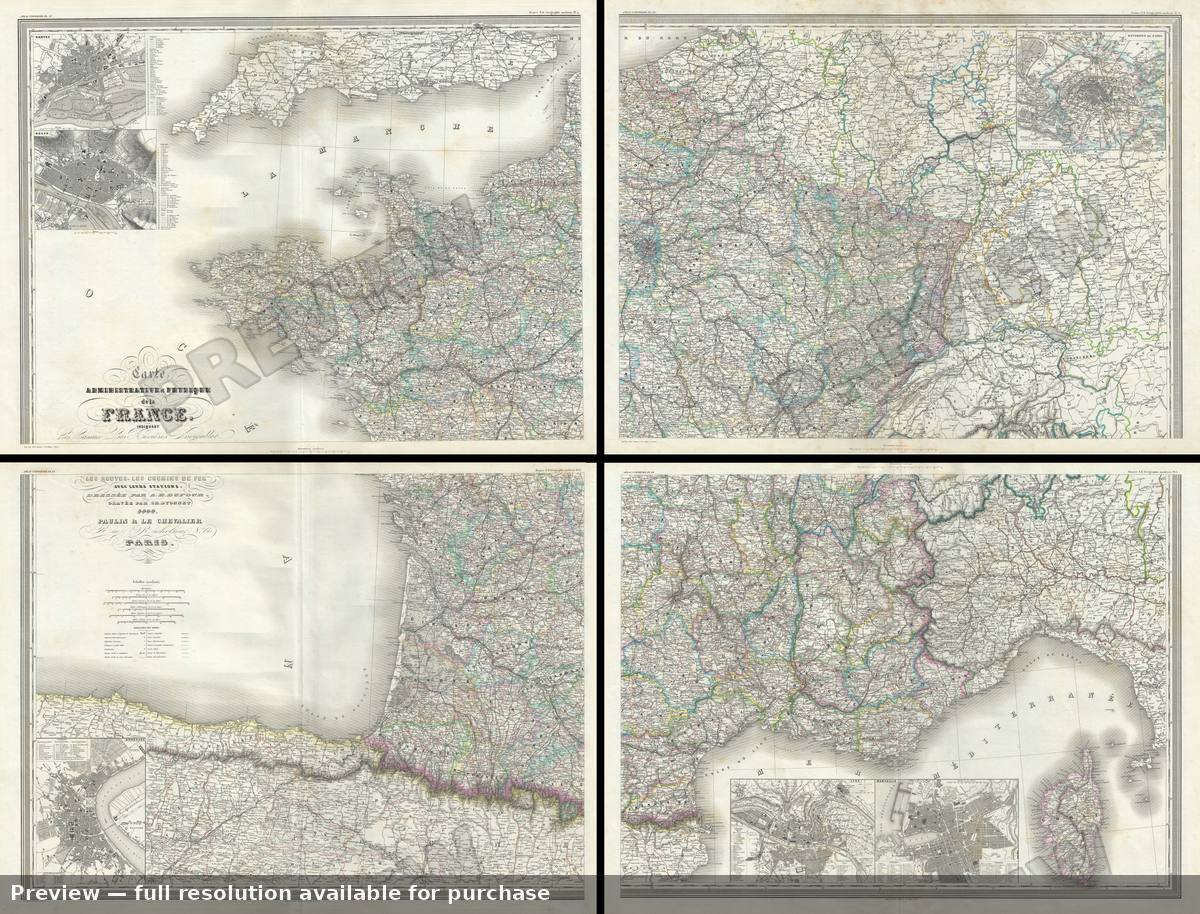 Antique map: Administrative France, 1860