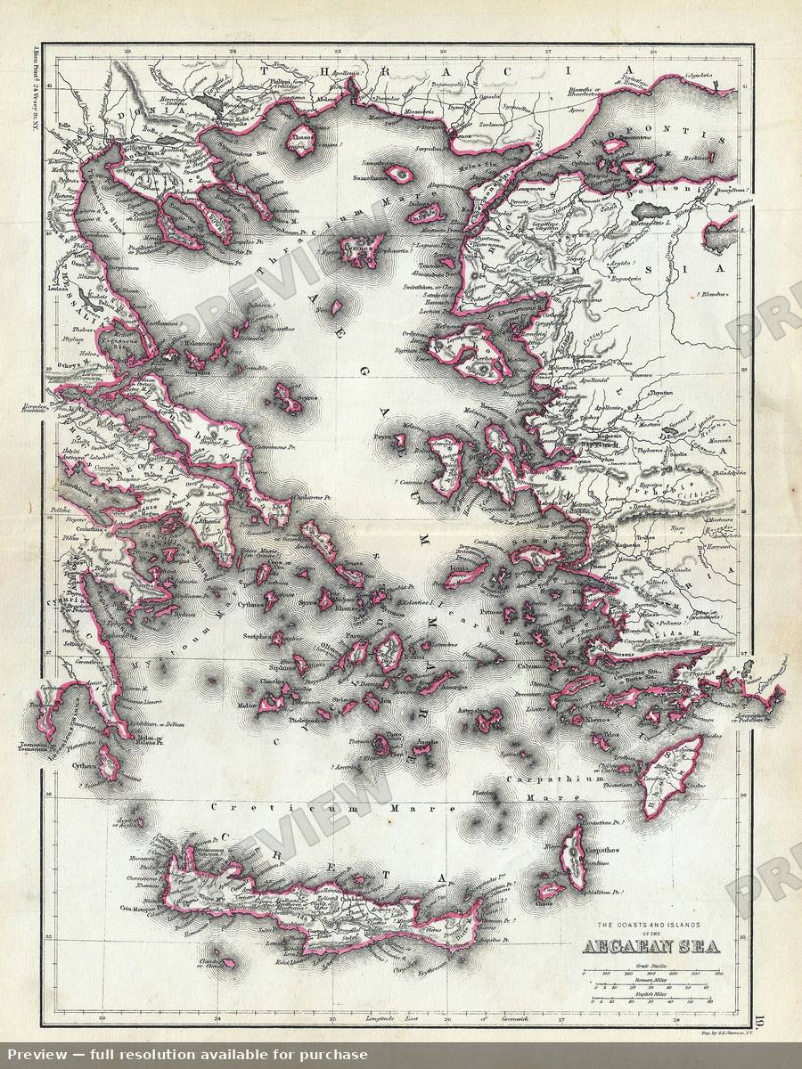 Antique map: Aegean, 1867