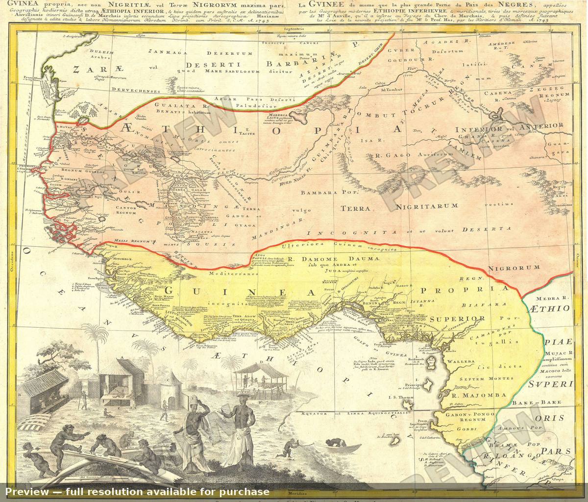 Antique map: Aethiopia, 1743