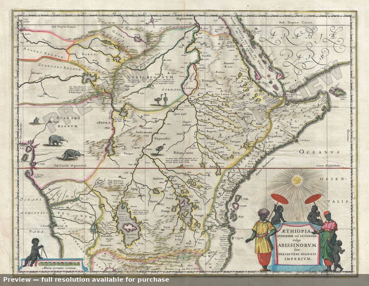 Antique map: Aethiopia Presbiteri Joannis, 1635