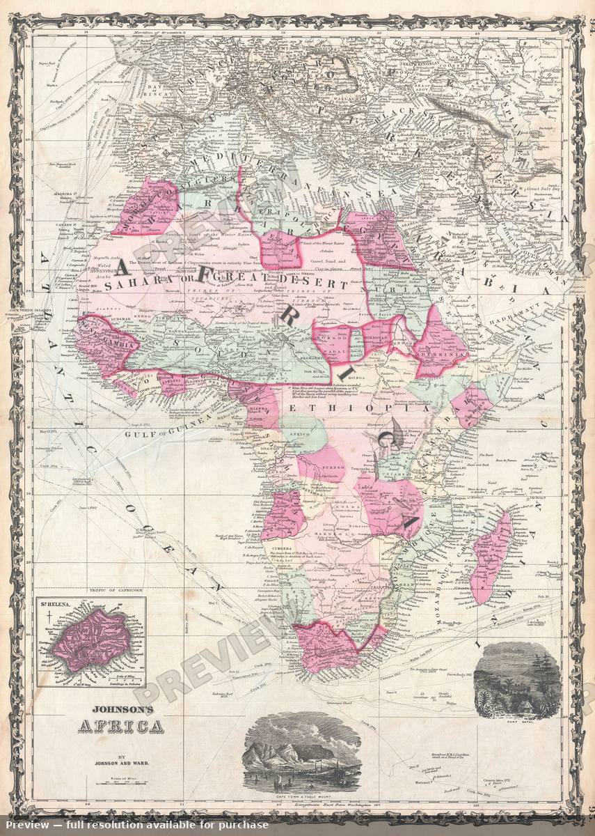 Antique map: Afria, 1862