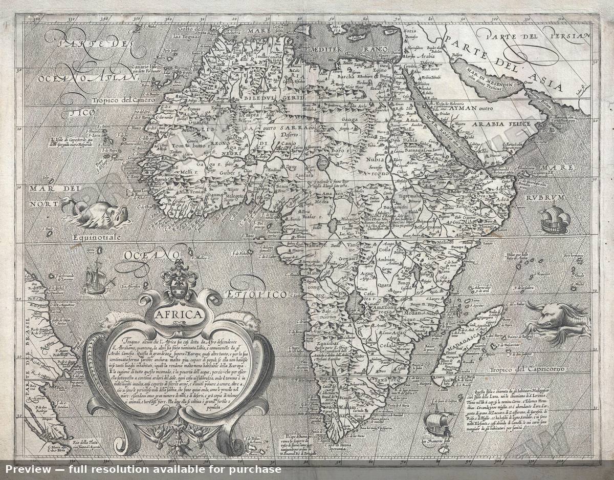 Antique map: Africa, 1600