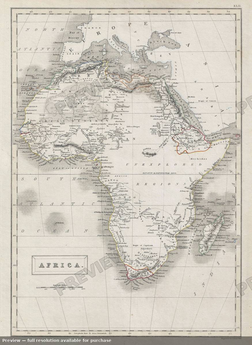 Antique map: Africa, 1840