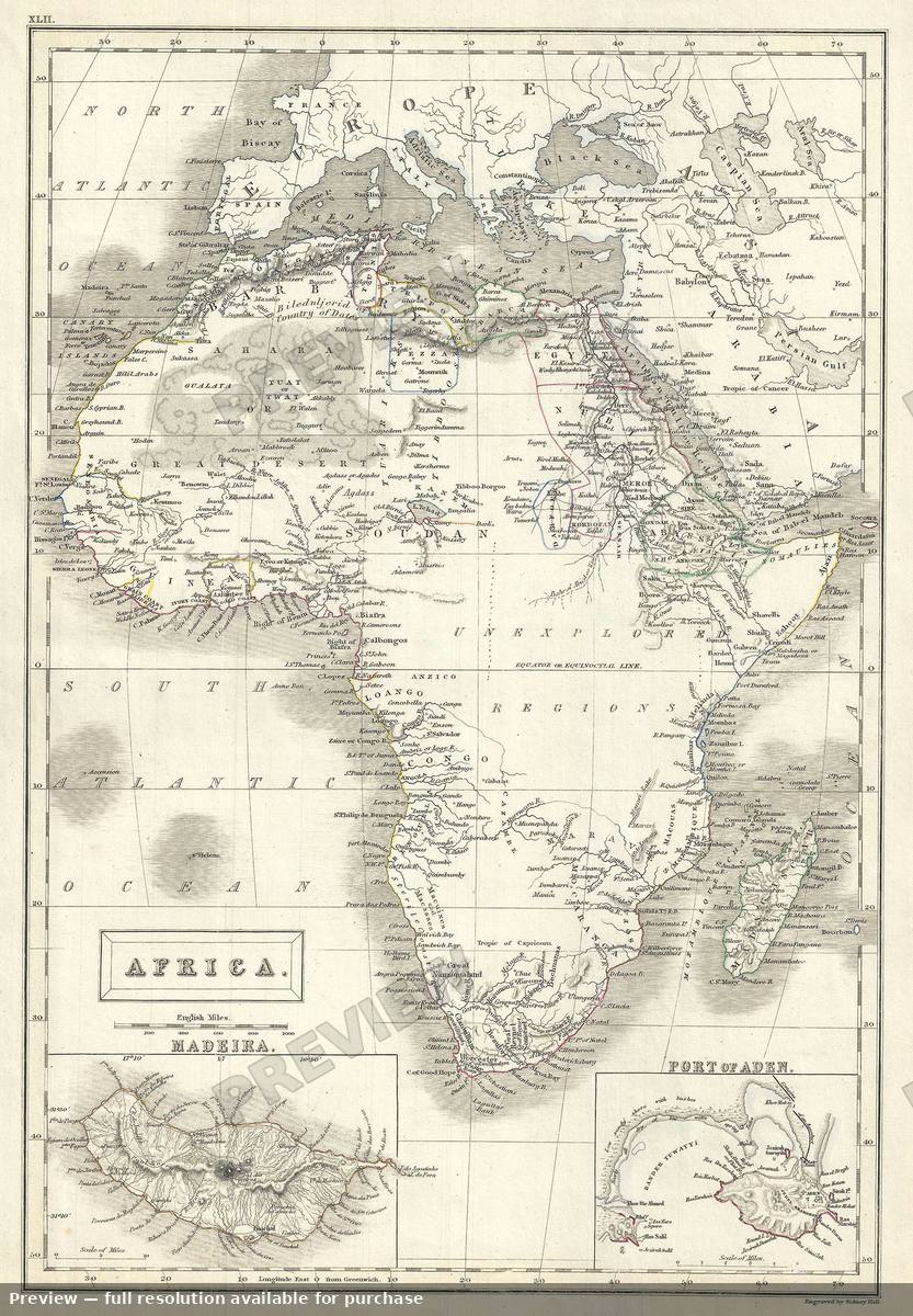 Antique map: Africa, 1844