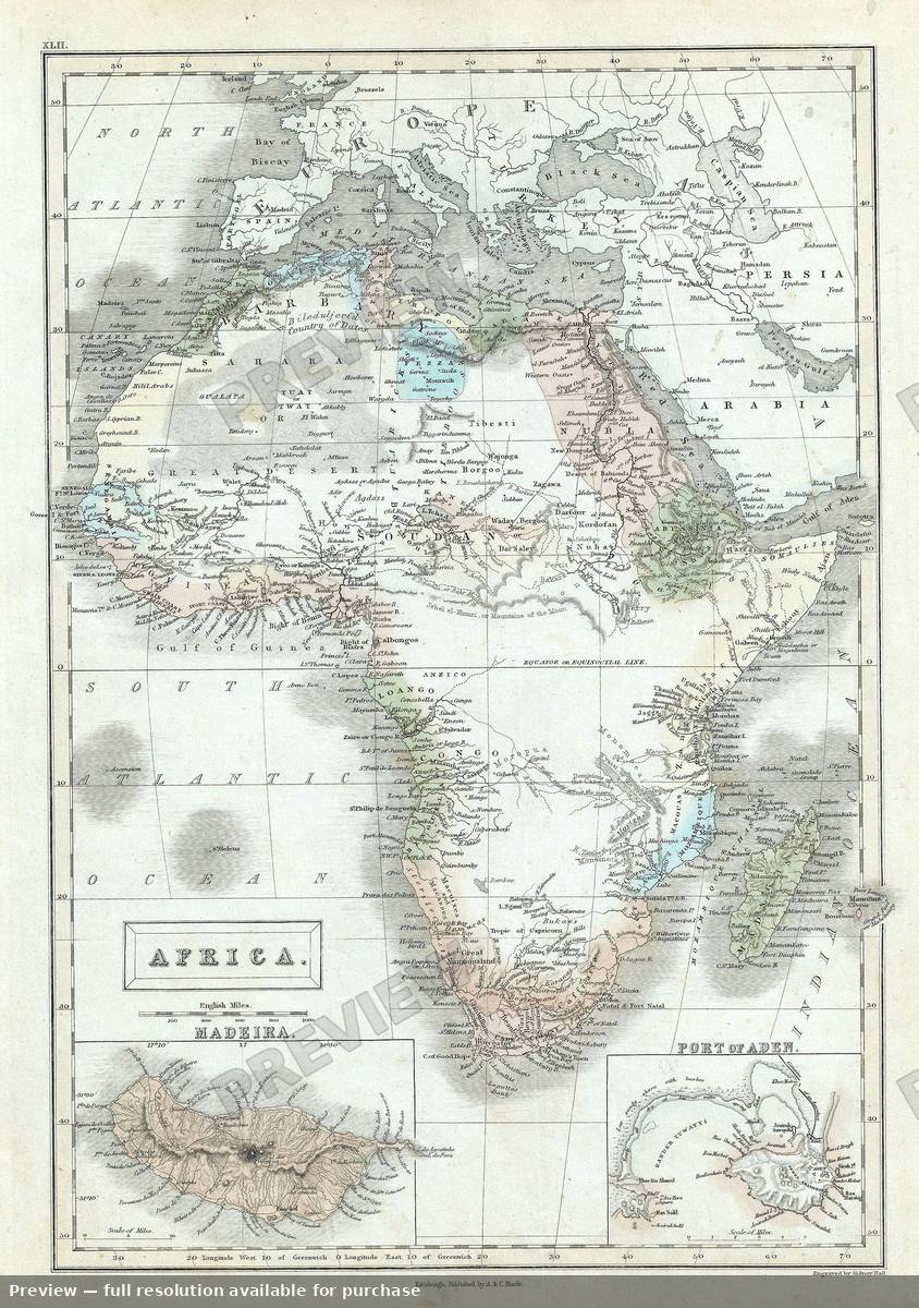 Antique map: Africa, 1851