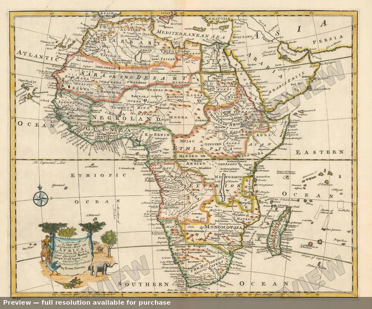 Antique map: Africa, 1747