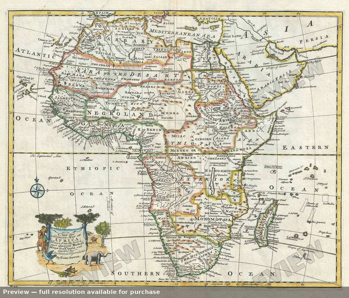 Antique map: Africa, 1747