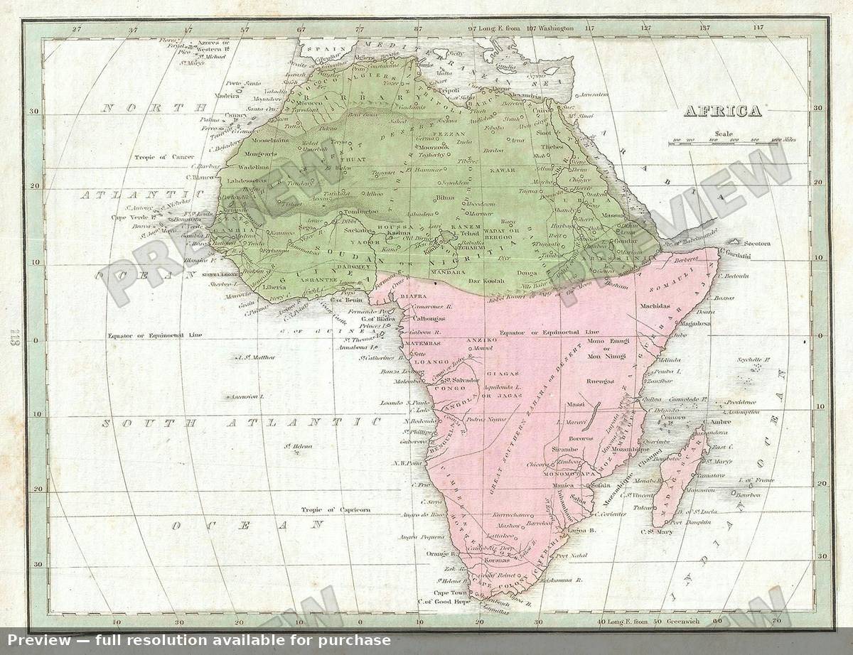 Antique map: Africa, 1835
