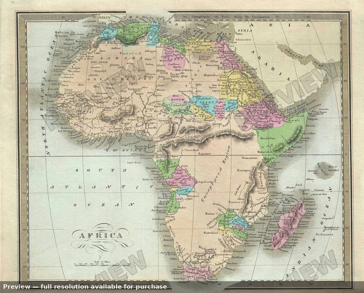 Antique map: Africa, 1835