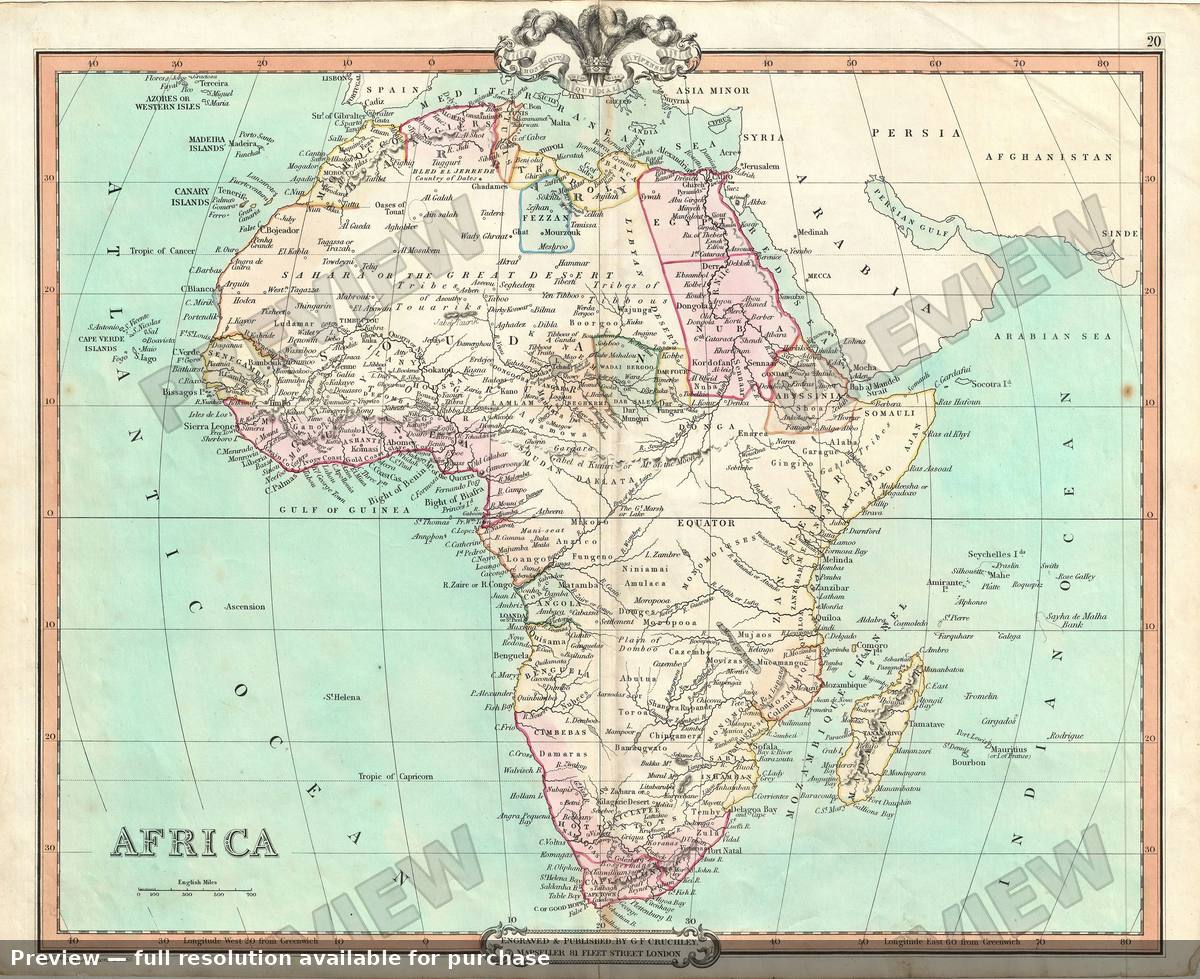 Antique map: Africa, 1850