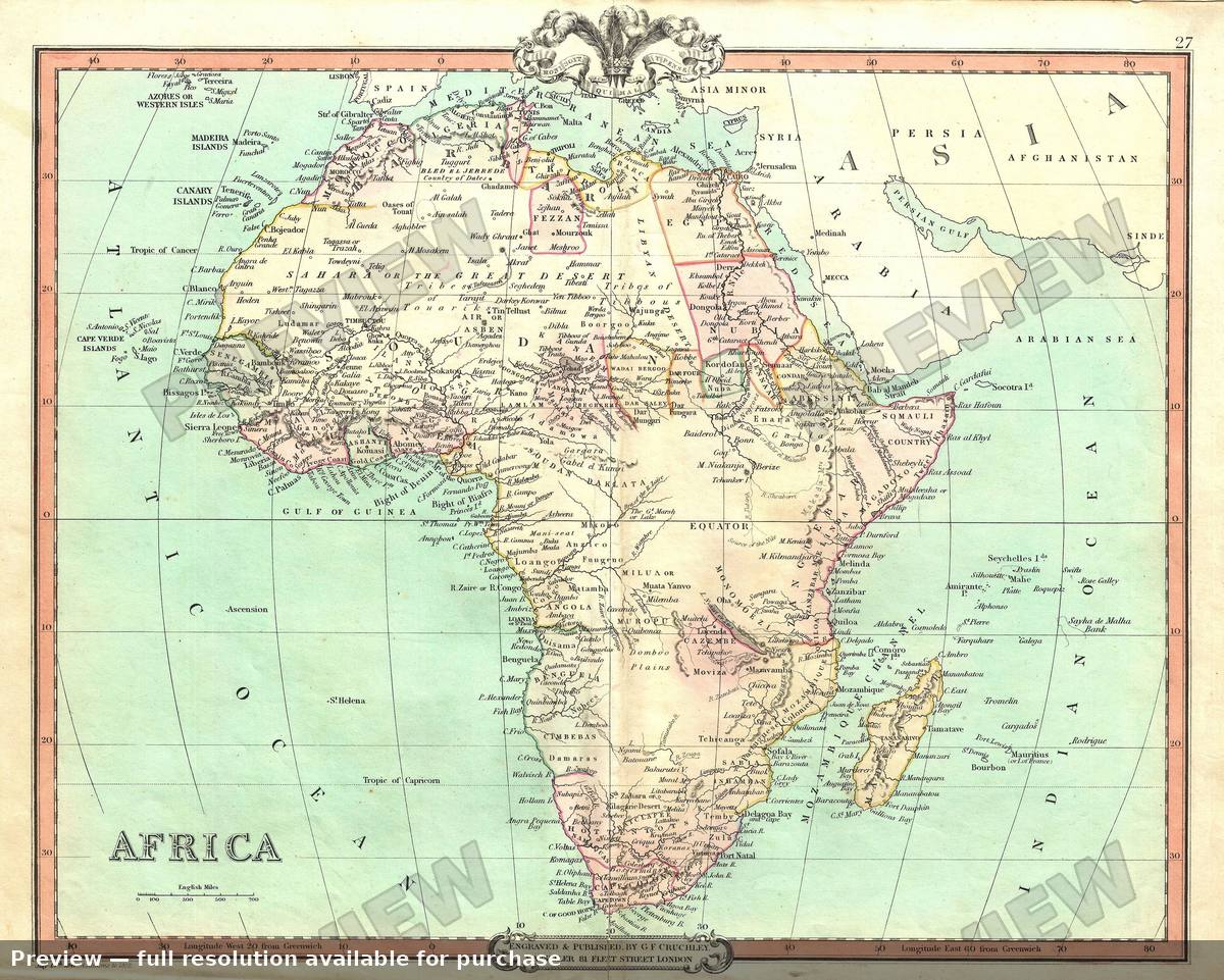 Antique map: Africa, 1853