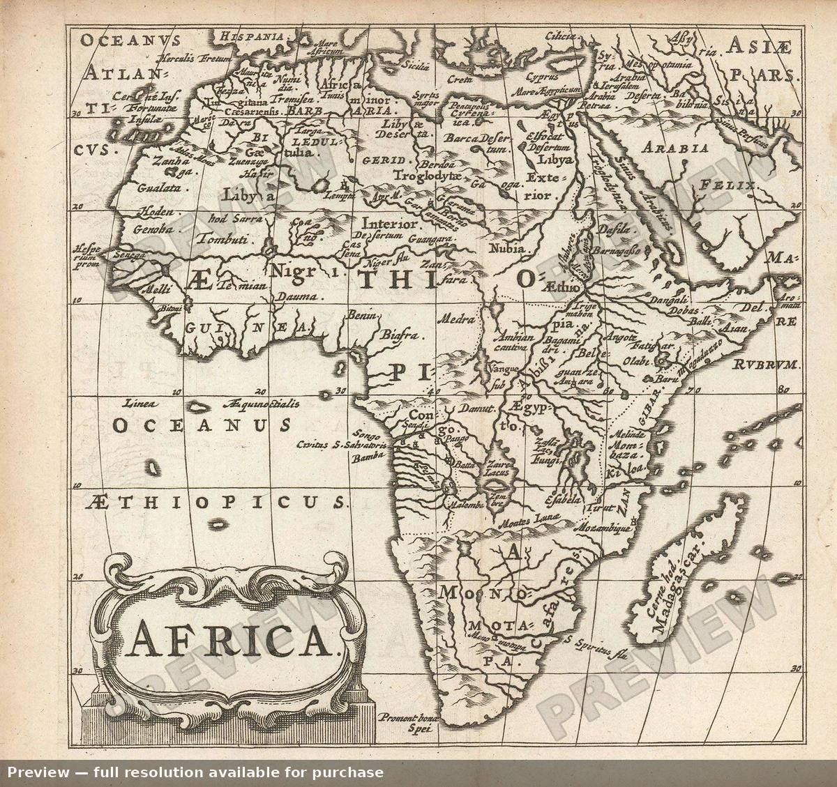 Antique map: Africa, 1661