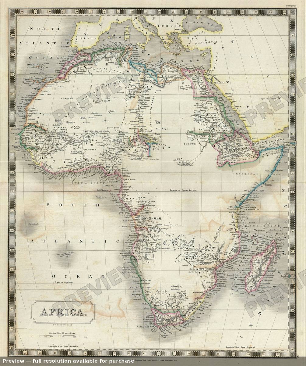 Antique map: Africa, 1835