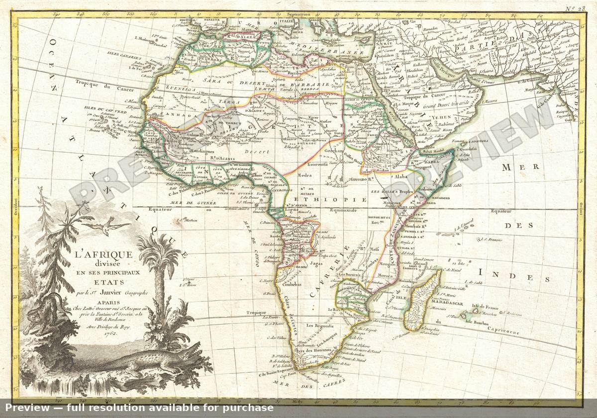 Antique map: Africa, 1762