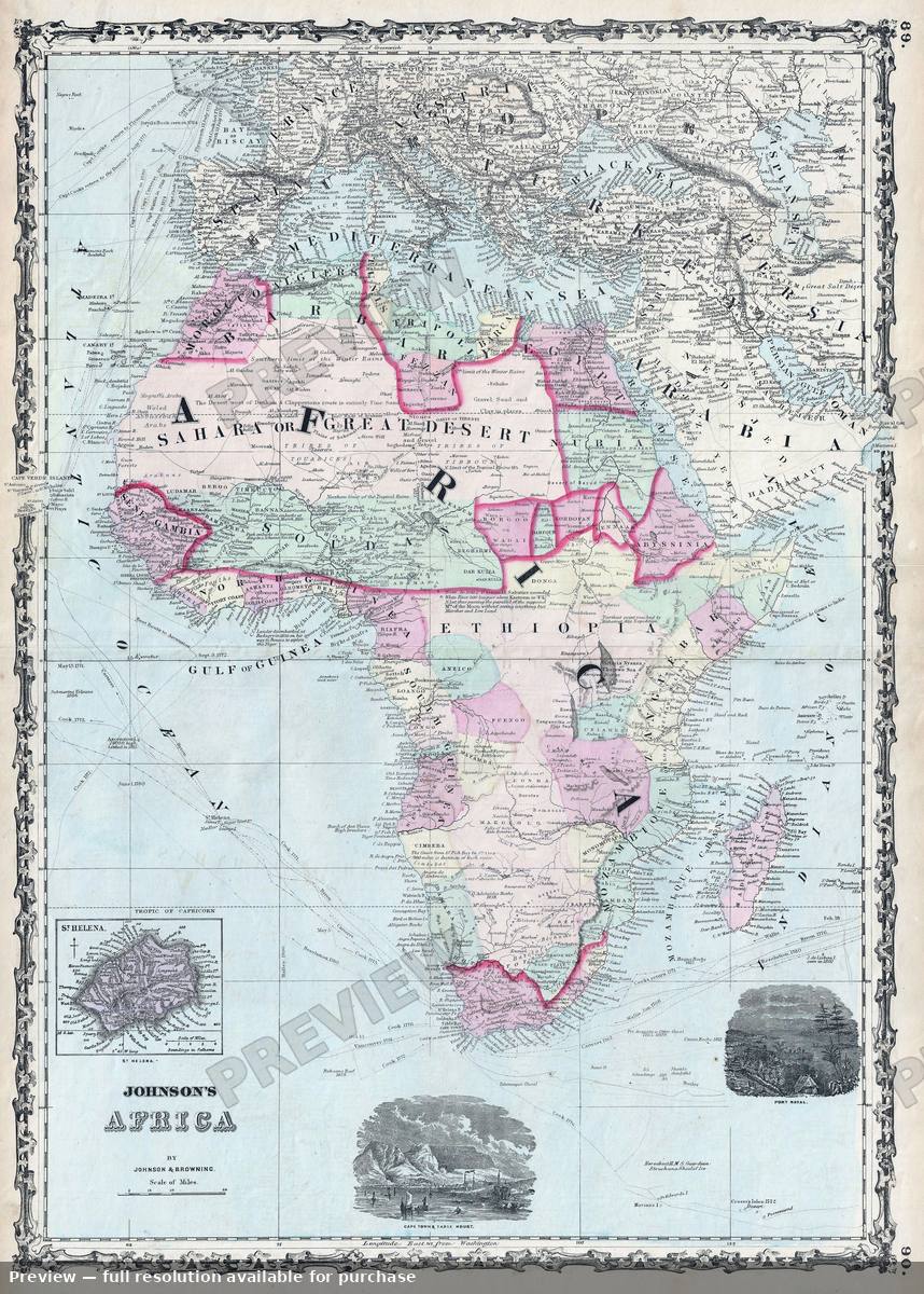 Antique map: Africa, 1861