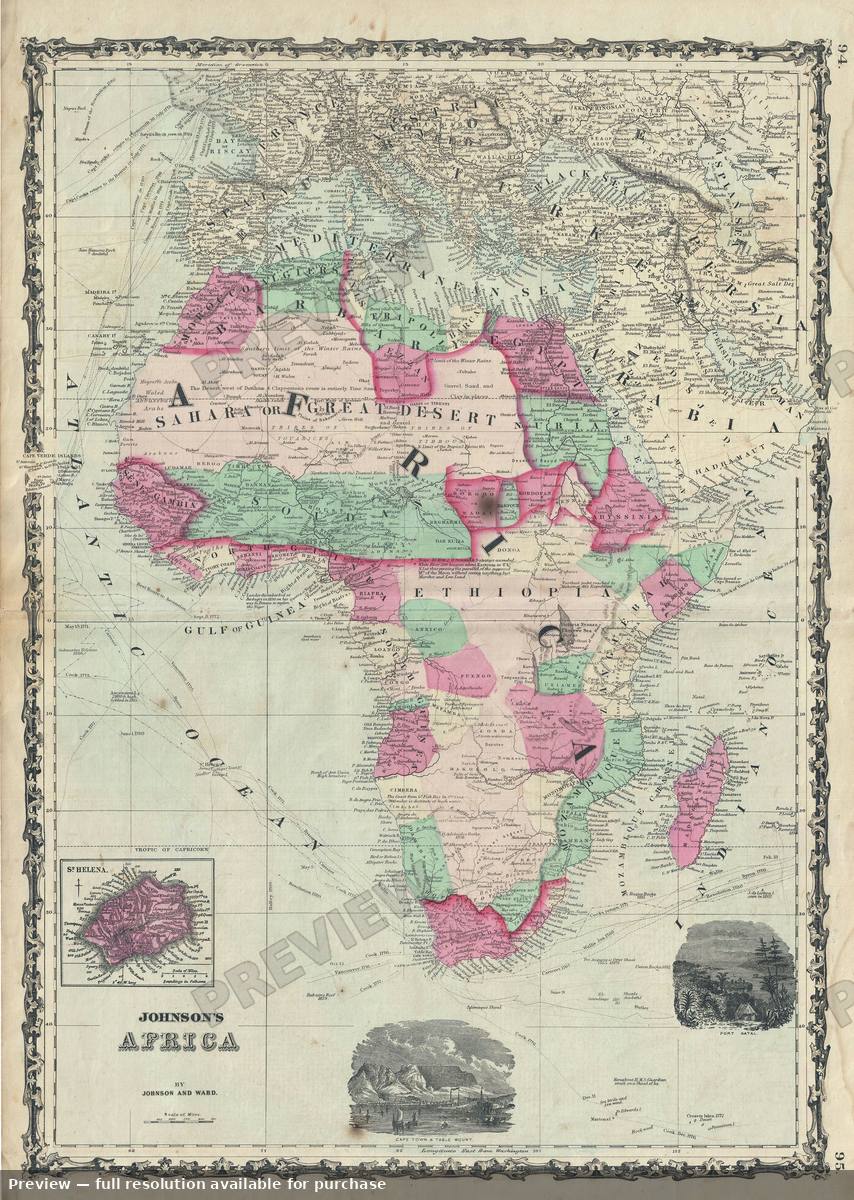 Antique map: Africa, 1863