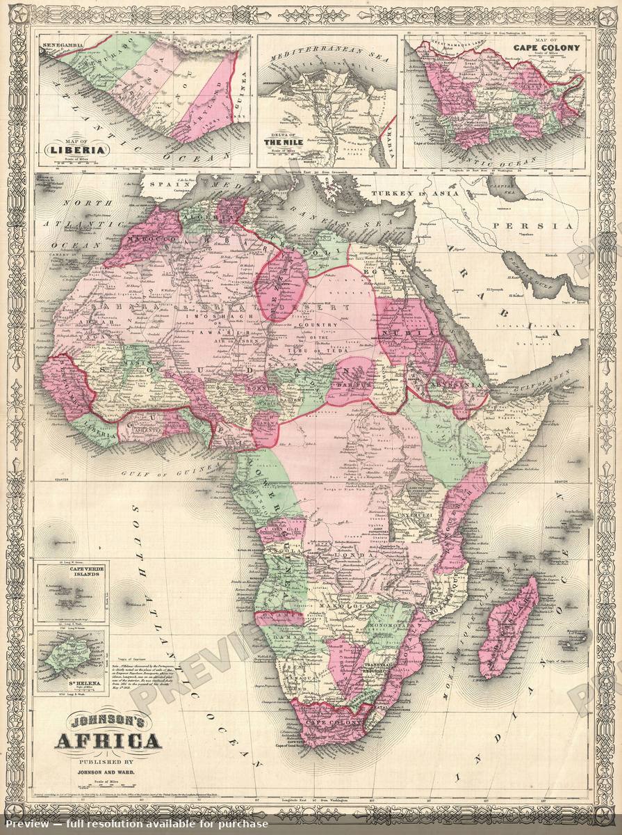 Antique map: Africa, 1864