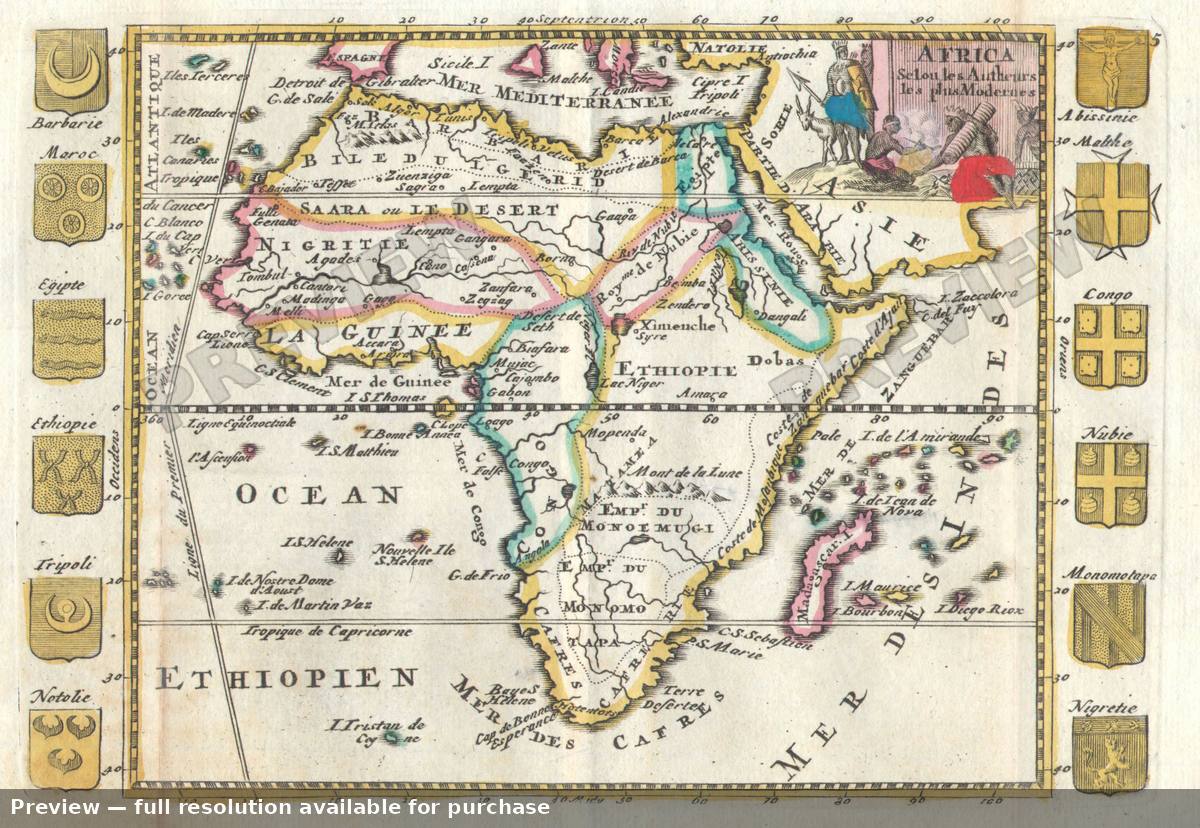 Antique map: Africa, 1710