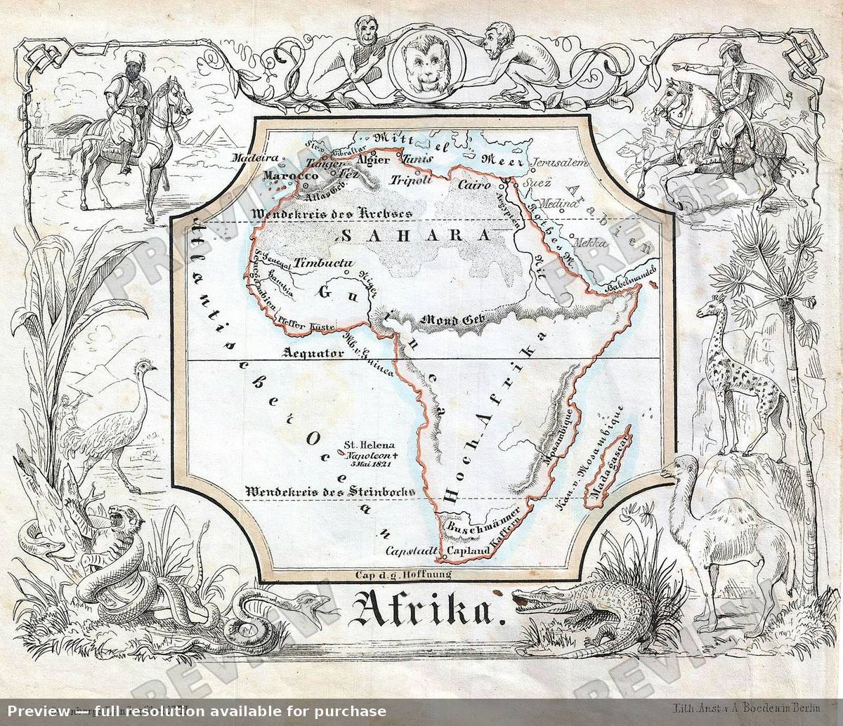 Antique map: Africa, 1846