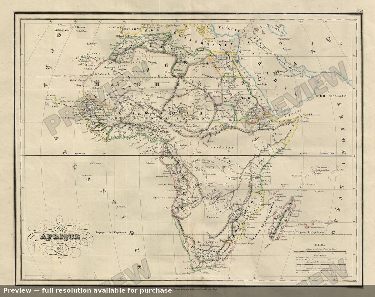 Antique map: Africa, 1837