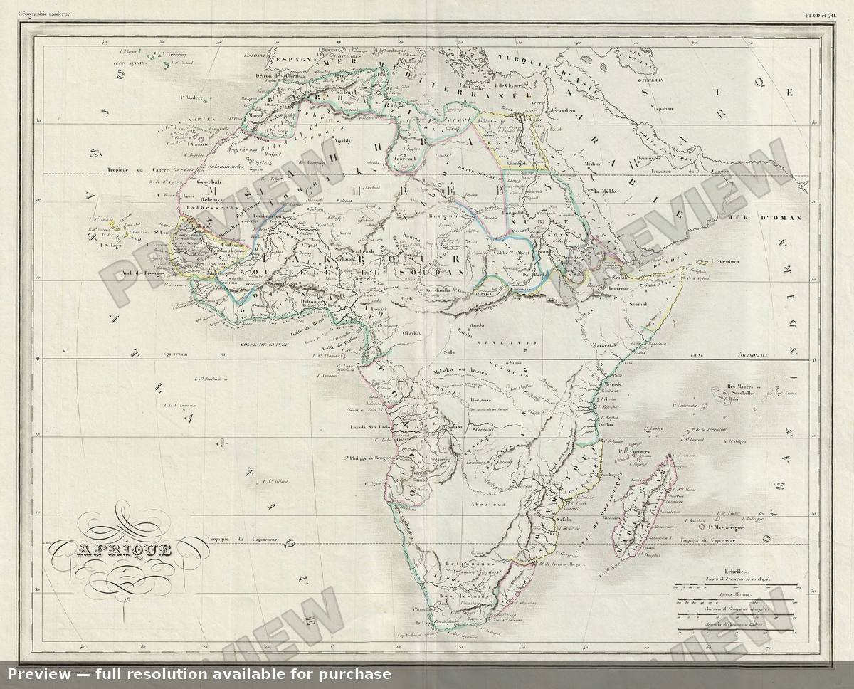 Antique map: Africa, 1843