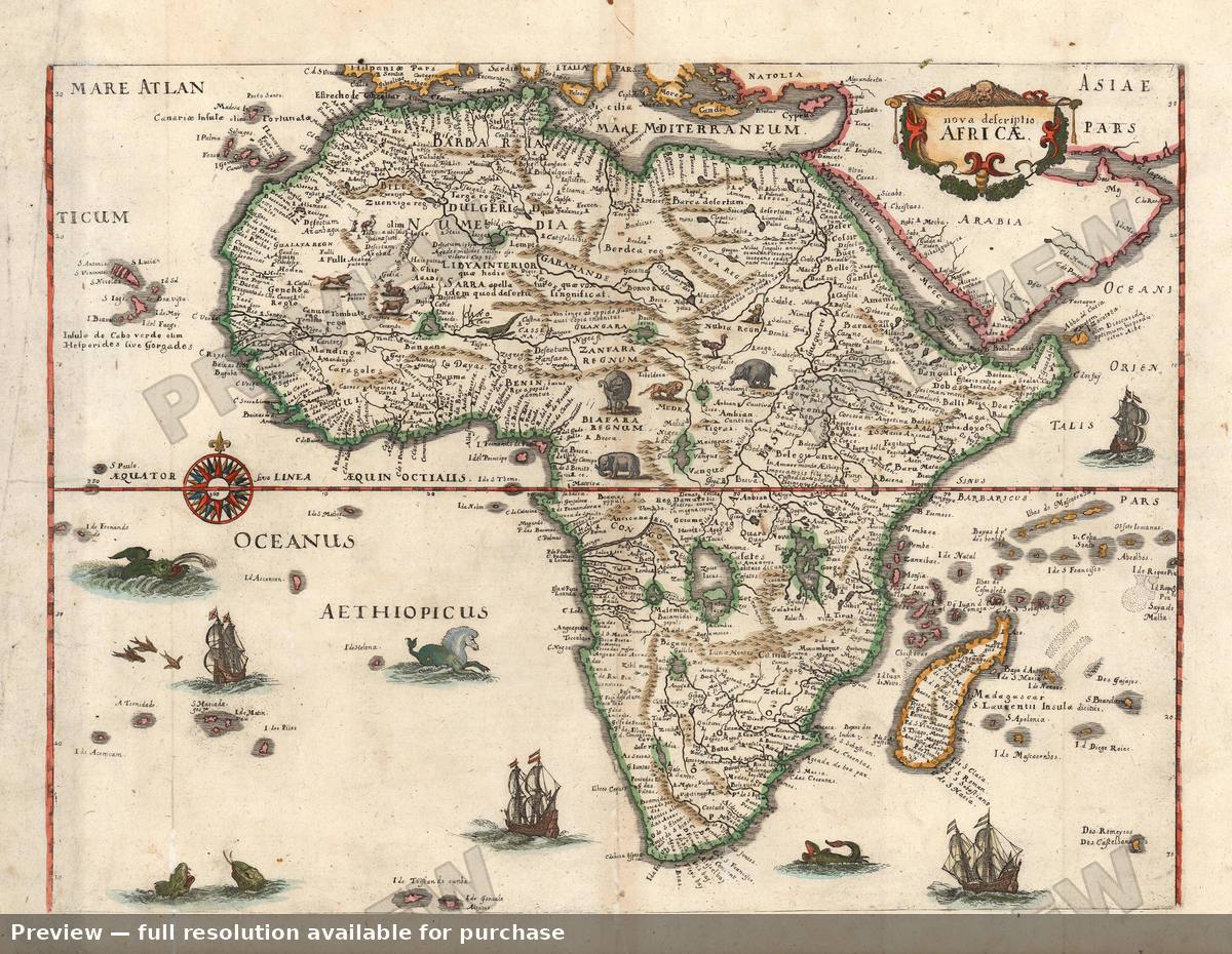 Antique map: Africa, 1638