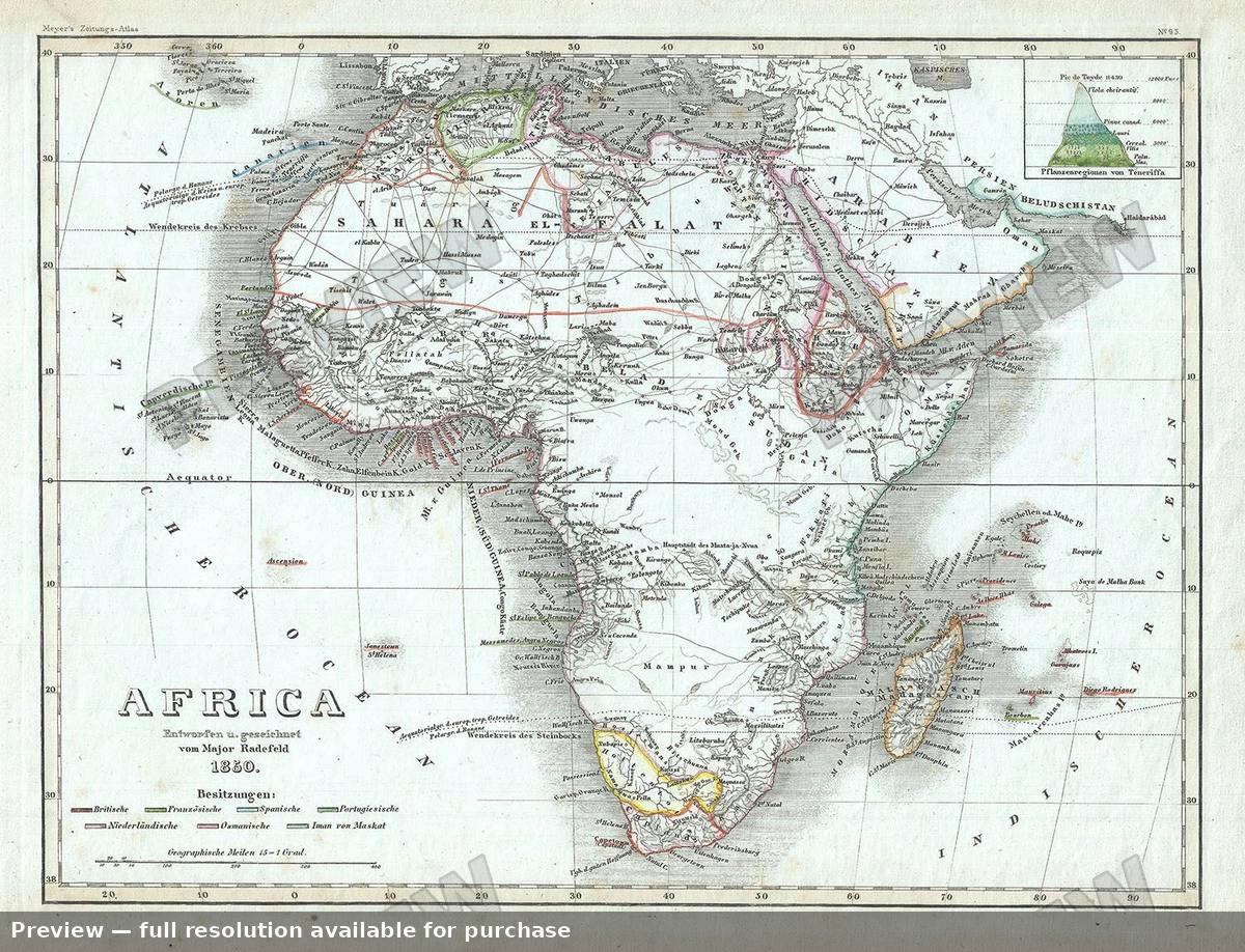 Antique map: Africa, 1850