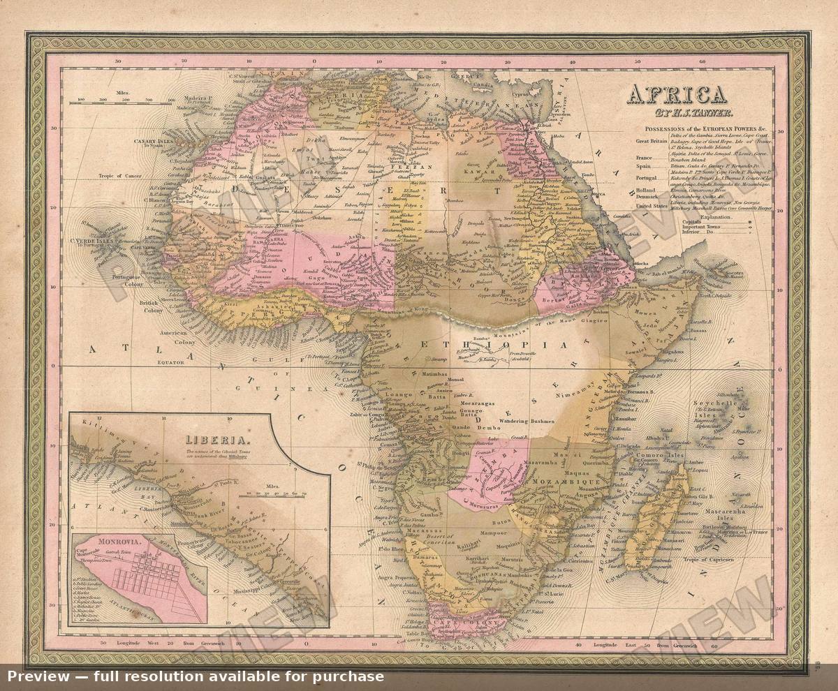 Antique map: Africa, 1850