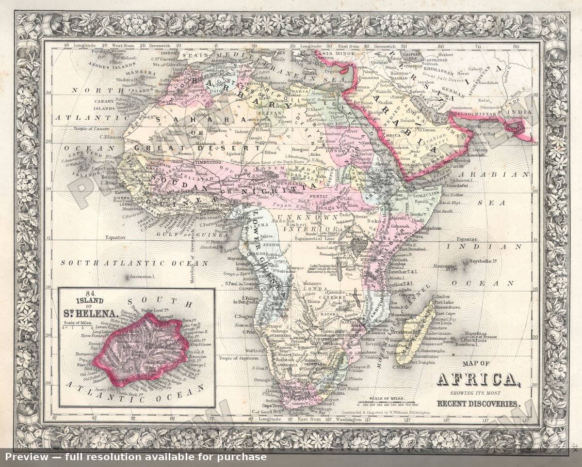 Antique map: Africa, 1864