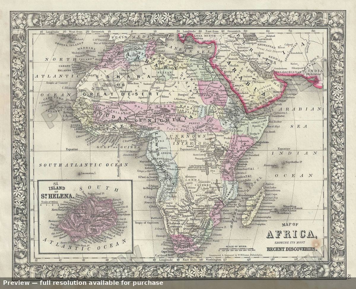 Antique map: Africa, 1866