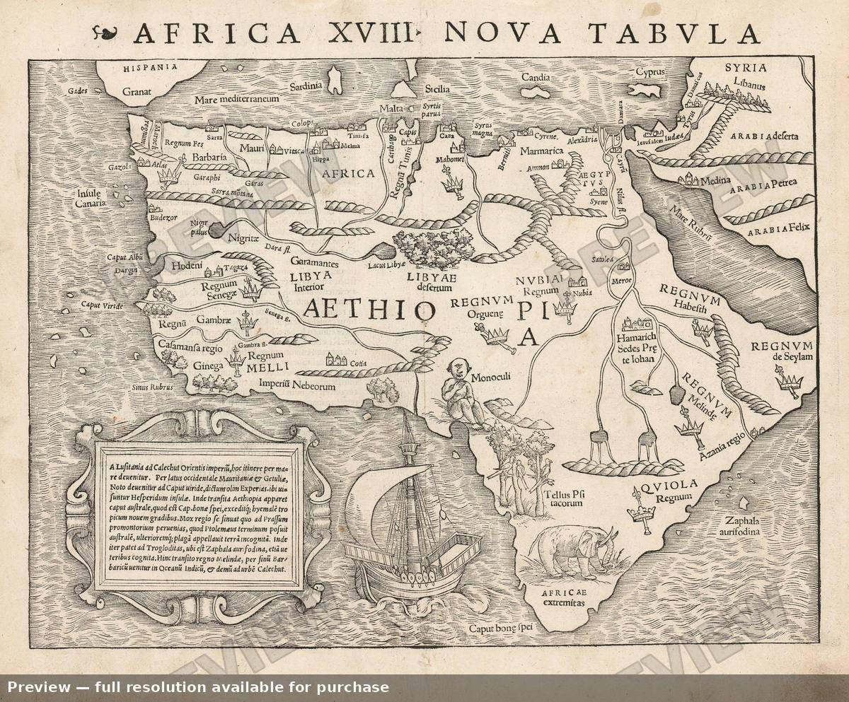 Antique map: Africa, 1540